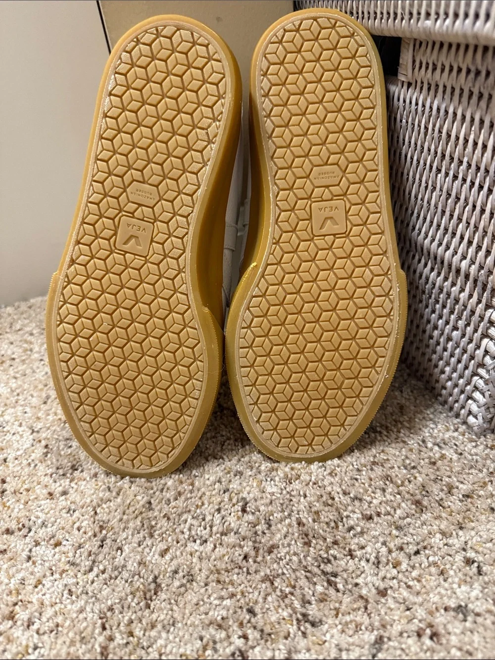 Veja White Leather Low-Top Sneakers with Gum-Colored Sole